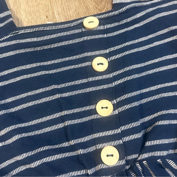 Caution To The Wind Navy Blue Striped Tank Dress Nautical Buttons - Picture 5 of 9